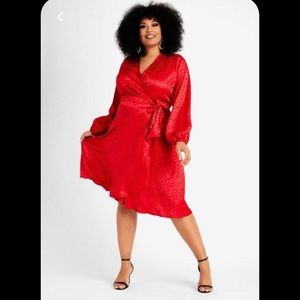 Red Leopard Wrap Dress